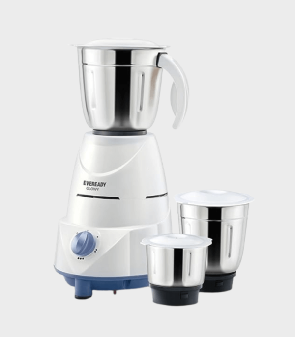 EVEREADY GLOWY MIXER GRINDER, 500W, 3 JARS (WHITE AND BLUE)