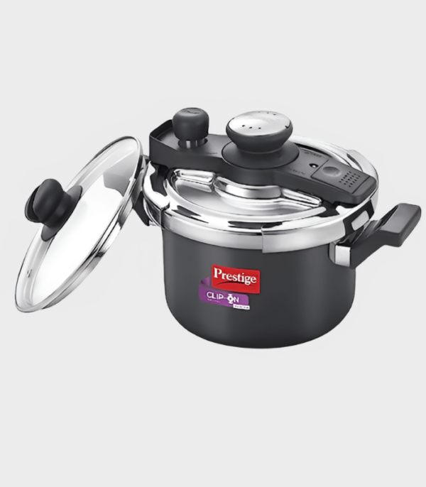 PRESTIGE CLIP-ON MINI HARD ANODISED ALUMINIUM OUTER LID PRESSURE COOKER, 3 LITRES, BLACK